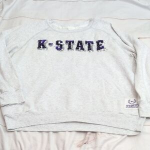 PINK Victoria's Secret K-State Crew Sweatshirt Light Heathered Gray size Large